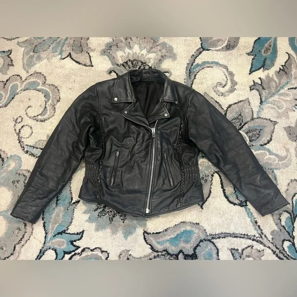 Women's Black International Leather Jacket Size Large - Picture 1 of 6